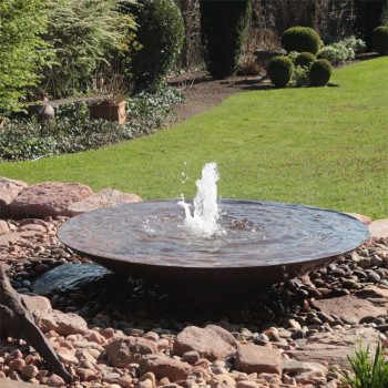 Cortenstahl Wasserschale 120 mit Fontäne Edelrost Springbrunnen Komplettset