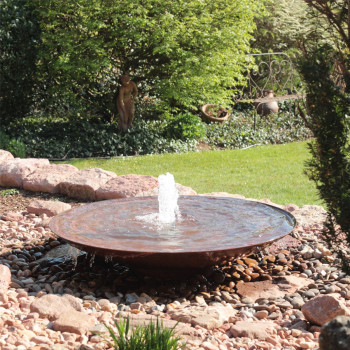 Cortenstahl Wasserschale 120 mit Fontäne Edelrost Springbrunnen Komplettset