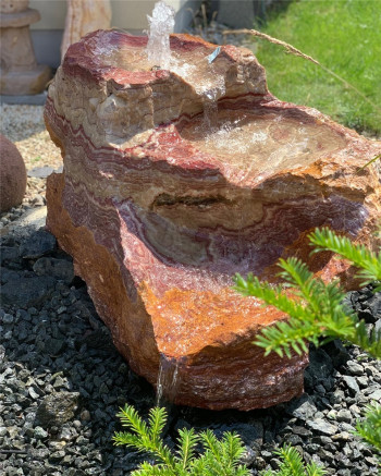 VERKAUFT! Quellstein Bachlauf Onyx Flamingo L110cm mit Quellschalen Gartenbrunnen Springbrunnen Komplettset