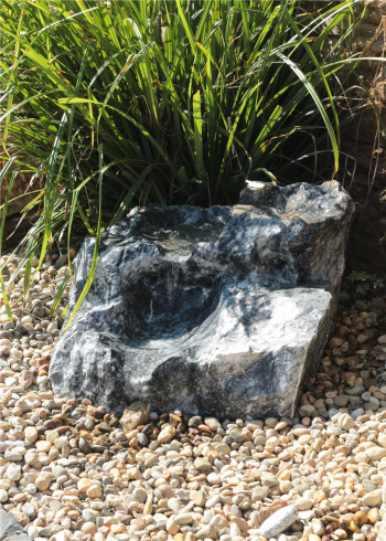 VERKAUFT! Quellstein Bachlauf Marmor anthrazit L70cm mit Quellschalen Gartenbrunnen Springbrunnen