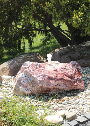 Quellstein Onyx Marmor Flamingo L90cm Gartenbrunnen Springbrunnen Komplettset