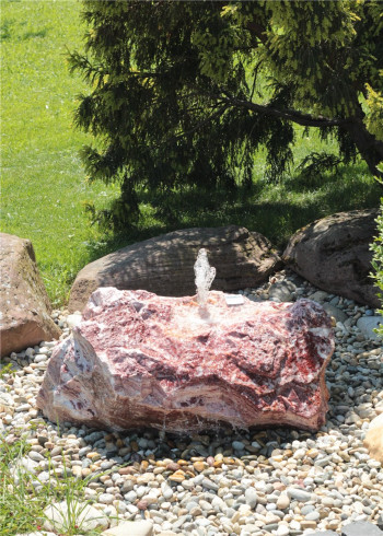 Quellstein Onyx Marmor Flamingo L90cm Gartenbrunnen Springbrunnen Komplettset