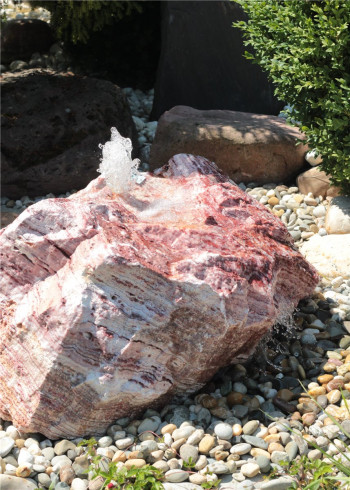 Quellstein Onyx Marmor Flamingo L90cm Gartenbrunnen Springbrunnen Komplettset