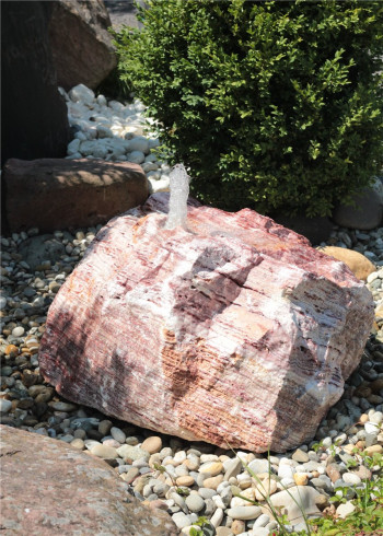 Quellstein Onyx Marmor Flamingo L90cm Gartenbrunnen Springbrunnen Komplettset