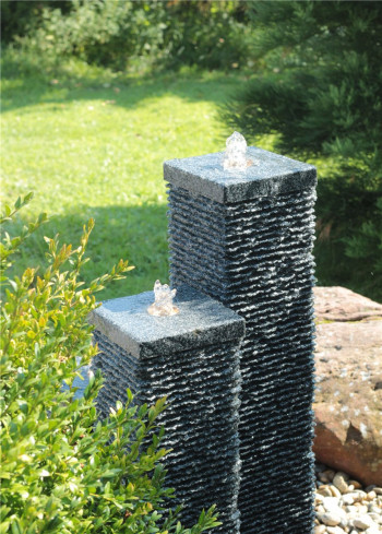 Granitbrunnen Säulen Trio 100/20 Granit Gartenbrunnen Springbrunnen Komplettset
