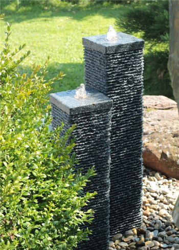 Granitbrunnen Säulen Trio 100/20 Granit Gartenbrunnen Springbrunnen Komplettset