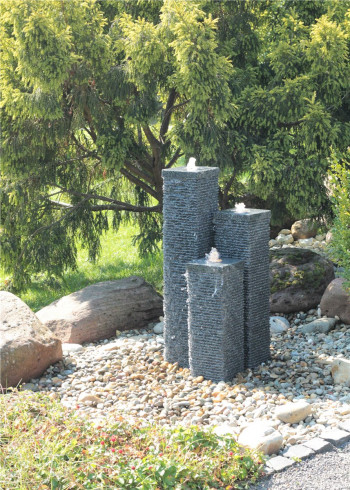 Granitbrunnen Säulen Trio 100/20 Granit Gartenbrunnen Springbrunnen Komplettset