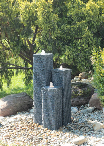 NUR ABHOLUNG! Granitbrunnen Säulen Trio 100/20 Granit Gartenbrunnen Springbrunnen Komplettset