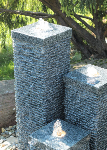 Granitbrunnen Säulen Trio 100/20 Granit Gartenbrunnen Springbrunnen Komplettset