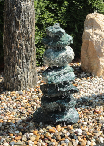 Quellstein Kaskaden 66cm Marmor Steinturm Gartenbrunnen Springbrunnen Komplettset