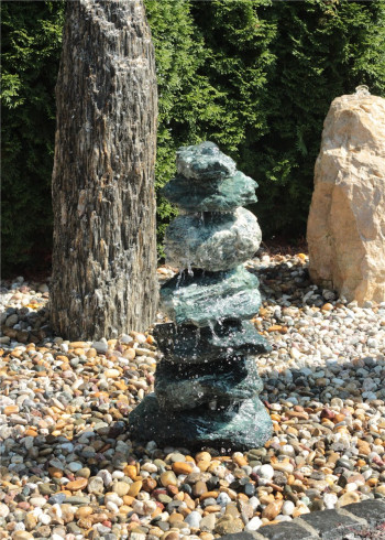 Quellstein Kaskaden 66cm Marmor Steinturm Gartenbrunnen Springbrunnen Komplettset