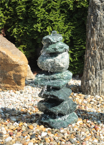 Quellstein Kaskaden 66cm Marmor Steinturm Gartenbrunnen Springbrunnen Komplettset
