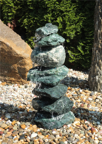 Quellstein Kaskaden 66cm Marmor Steinturm Gartenbrunnen Springbrunnen Komplettset