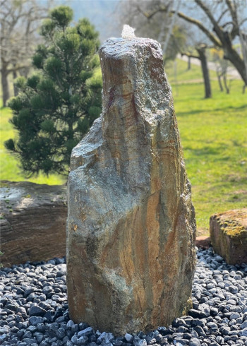Quellstein Monolith Regenbogen Porphyr 165cm Gartenbrunnen Springbrunnen Komplettset