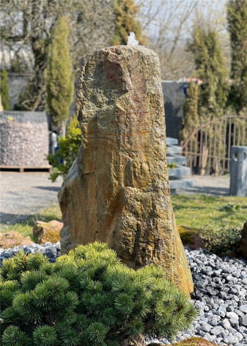 Quellstein Monolith Regenbogen Porphyr 165cm Gartenbrunnen Springbrunnen Komplettset