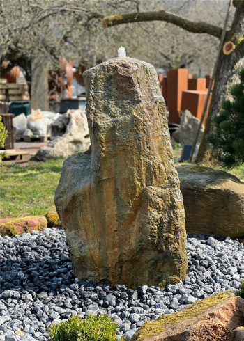 Quellstein Monolith Regenbogen Porphyr 165cm Gartenbrunnen Springbrunnen Komplettset
