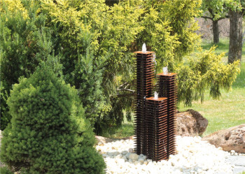 Cortenstahl Lamellen Säulen Trio 100/15 Edelrost Gartenbrunnen Springbrunnen