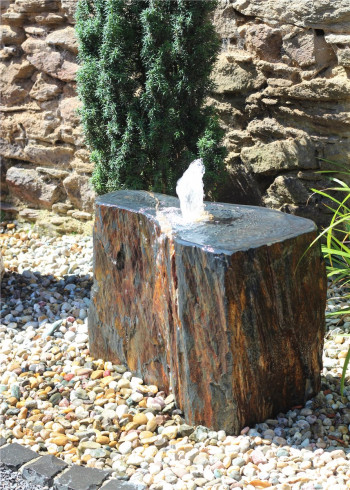 VERKAUFT! Quellstein Schiefer L66cm mit Quellschale Gartenbrunnen Springbrunnen Komplettset
