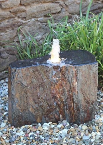 VERKAUFT! Quellstein Schiefer L66cm mit Quellschale Gartenbrunnen Springbrunnen Komplettset