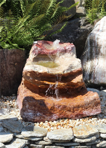 VERKAUFT! Quellstein Bachlauf Onyx Flamingo L100cm mit Quellschalen Gartenbrunnen Springbrunnen Komplettset