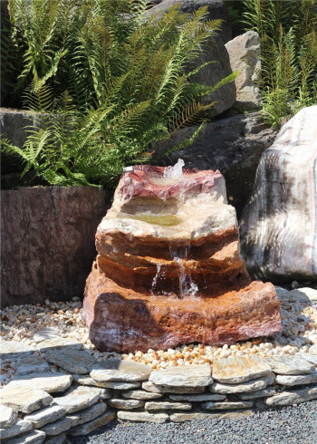 VERKAUFT! Quellstein Bachlauf Onyx Flamingo L100cm mit Quellschalen Gartenbrunnen Springbrunnen Komplettset