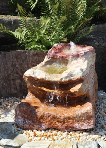 VERKAUFT! Quellstein Bachlauf Onyx Flamingo L100cm mit Quellschalen Gartenbrunnen Springbrunnen Komplettset