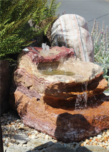 VERKAUFT! Quellstein Bachlauf Onyx Flamingo L100cm mit Quellschalen Gartenbrunnen Springbrunnen Komplettset