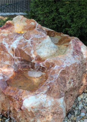 Quellstein Bachlauf Onyx Flamingo L110cm mit Quellschalen Gartenbrunnen Springbrunnen