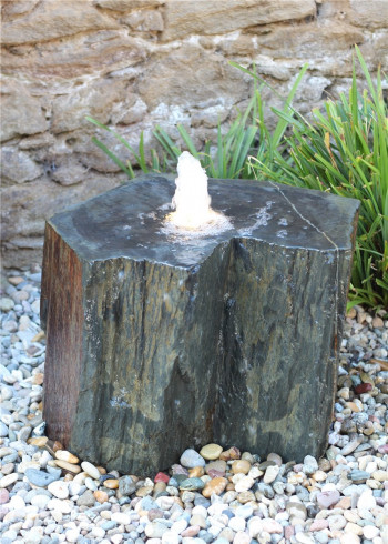 VERKAUFT! Quellstein Schiefer 45cm mit Quellschale Gartenbrunnen Springbrunnen Komplettset