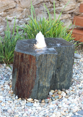 VERKAUFT! Quellstein Schiefer 45cm mit Quellschale Gartenbrunnen Springbrunnen Komplettset
