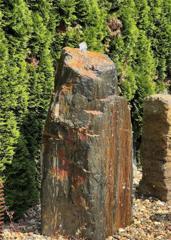 VERKAUFT! Quellstein Monolith Schiefer 140cm Gartenbrunnen Springbrunnen Komplettset