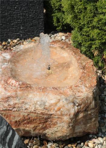Quellstein Onyx Marmor mit Quellschale L72cm Naturstein Gartenbrunnen Springbrunnen Komplettset