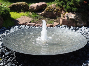 Wasserschale 120 mit Fontäne anthrazit grau Stahlbrunnen Springbrunnen Komplettset