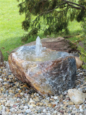 VERKAUFT! Quellstein Marmor L75cm mit Quellschale und Fontäne Gartenbrunnen Springbrunnen