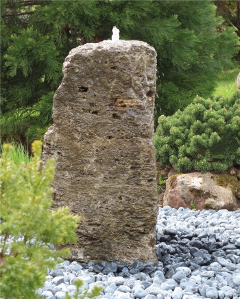 Quellstein Muschelkalk 127cm Naturstein Gartenbrunnen Springbrunnen Komplettset