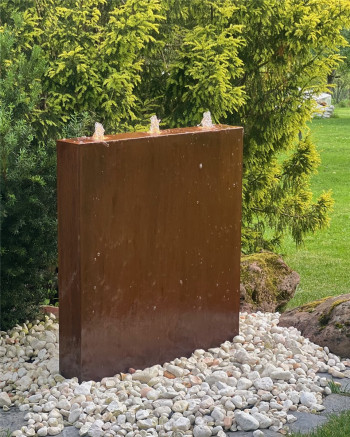 Cortenstahl Wasserwand 100cm Edelrost Gartenbrunnen Springbrunnen Komplettset