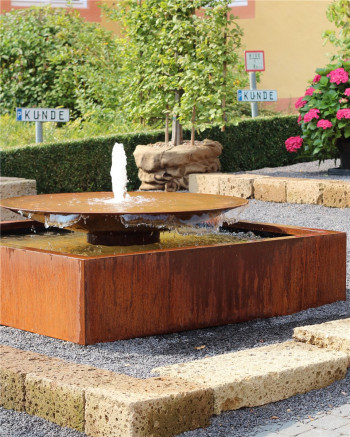 Cortenstahl Wasserschale 120 mit Fontäne Edelrost Springbrunnen Gartenbrunnen Komplettset