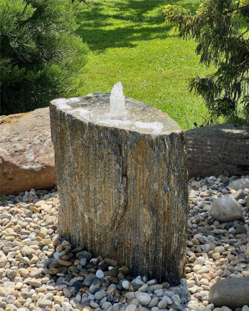 Quellstein Gneis 62cm mit Quellschale Naturstein Gartenbrunnen Springbrunnen Komplettset