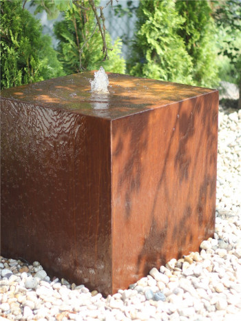 Cortenstahl Würfel 50cm Edelrost Gartenbrunnen Springbrunnen Komplettset