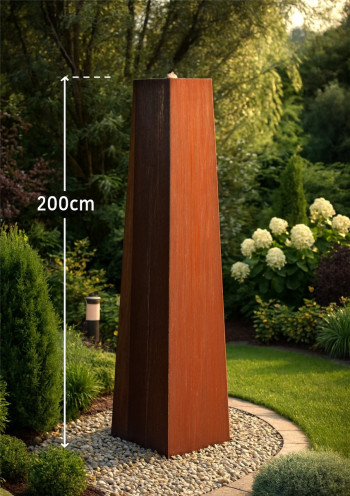 Cortenstahl Säule Konus 200cm Edelrost Gartenbrunnen Springbrunnen Komplettset