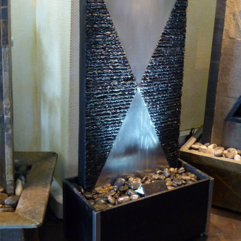 NUR ABHOLUNG! Zimmerbrunnen Delda 110 Wasserwand Schiefer Edelstahlbrunnen inkl. Beleuchtung