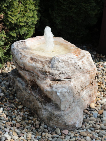 Quellstein Onyx Marmor L120cm mit Quellschale Gartenbrunnen Springbrunnen Komplettset
