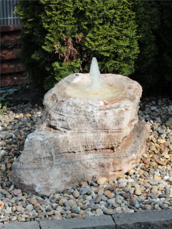 Quellstein Onyx Marmor L120cm mit Quellschale Gartenbrunnen Springbrunnen Komplettset