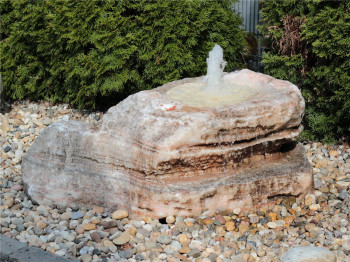 Quellstein Onyx Marmor L120cm mit Quellschale Gartenbrunnen Springbrunnen Komplettset