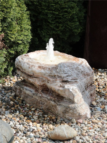 Quellstein Onyx Marmor L120cm mit Quellschale Gartenbrunnen Springbrunnen Komplettset