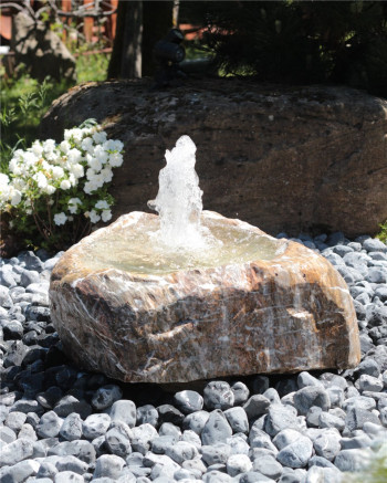 Quellstein Marmor L70cm mit Quellschale Gartenbrunnen Springbrunnen Komplettset