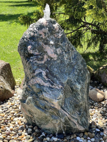 Quellstein Marmor Artik green 100cm Naturstein Gartenbrunnen Springbrunnen Komplettset