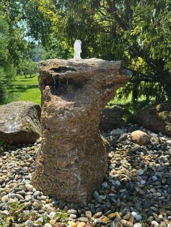 Quellstein Muschelkalk 70cm Naturstein Gartenbrunnen Springbrunnen Komplettset
