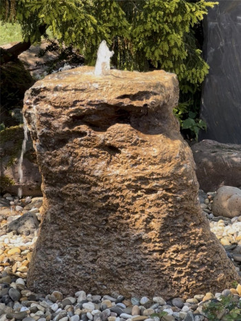 Quellstein Muschelkalk 70cm Naturstein Gartenbrunnen Springbrunnen Komplettset