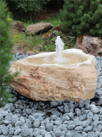 Quellstein Marmor L85cm mit Quellschale Gartenbrunnen Springbrunnen Komplettset